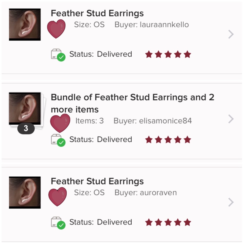 ♡ Feather Stud Minimalist Earrings - Picture 6 of 8